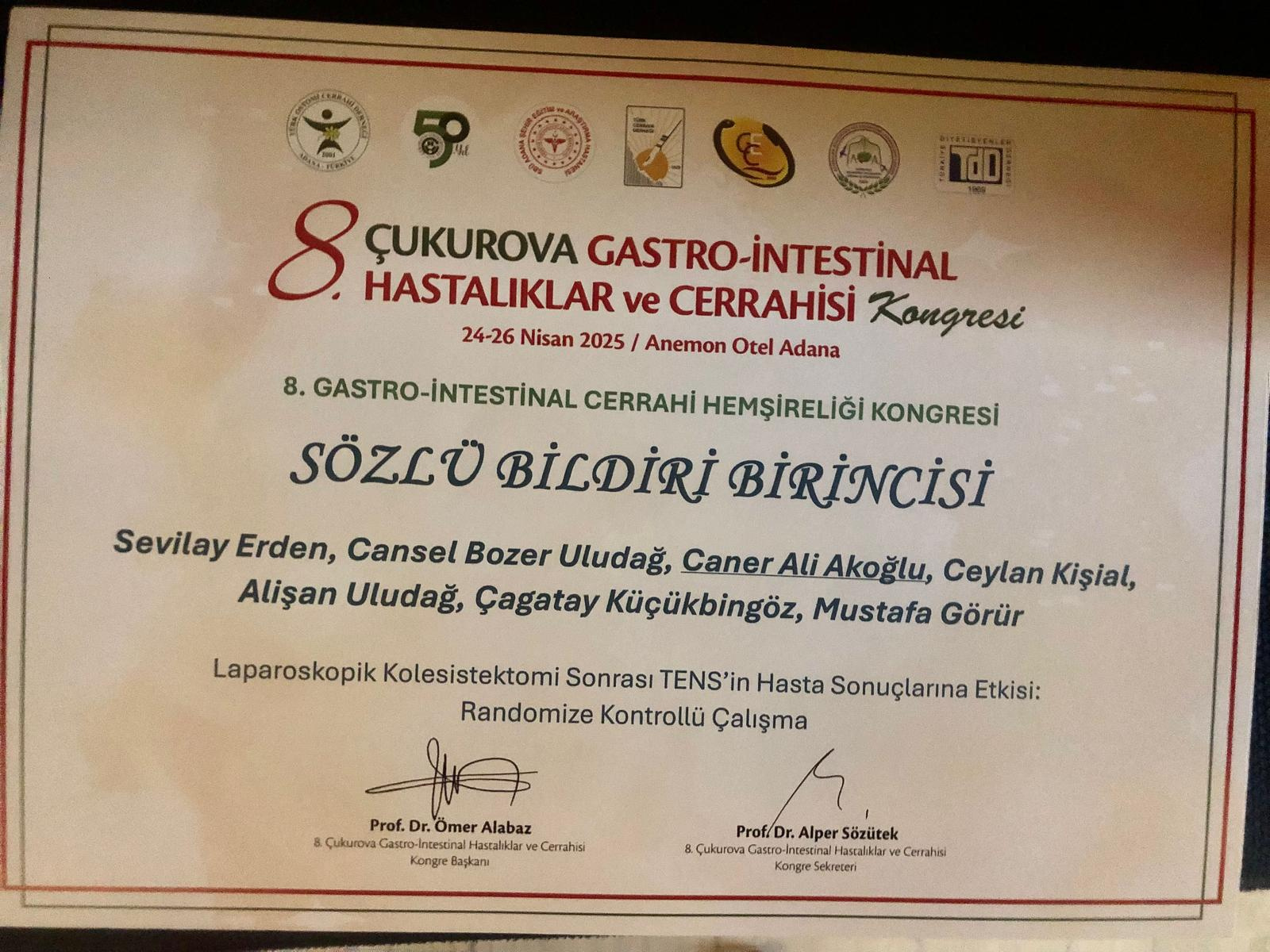 8. Çukurova Gastro-İntestinal Hastalıklar ve Cerrahisi Kongresi