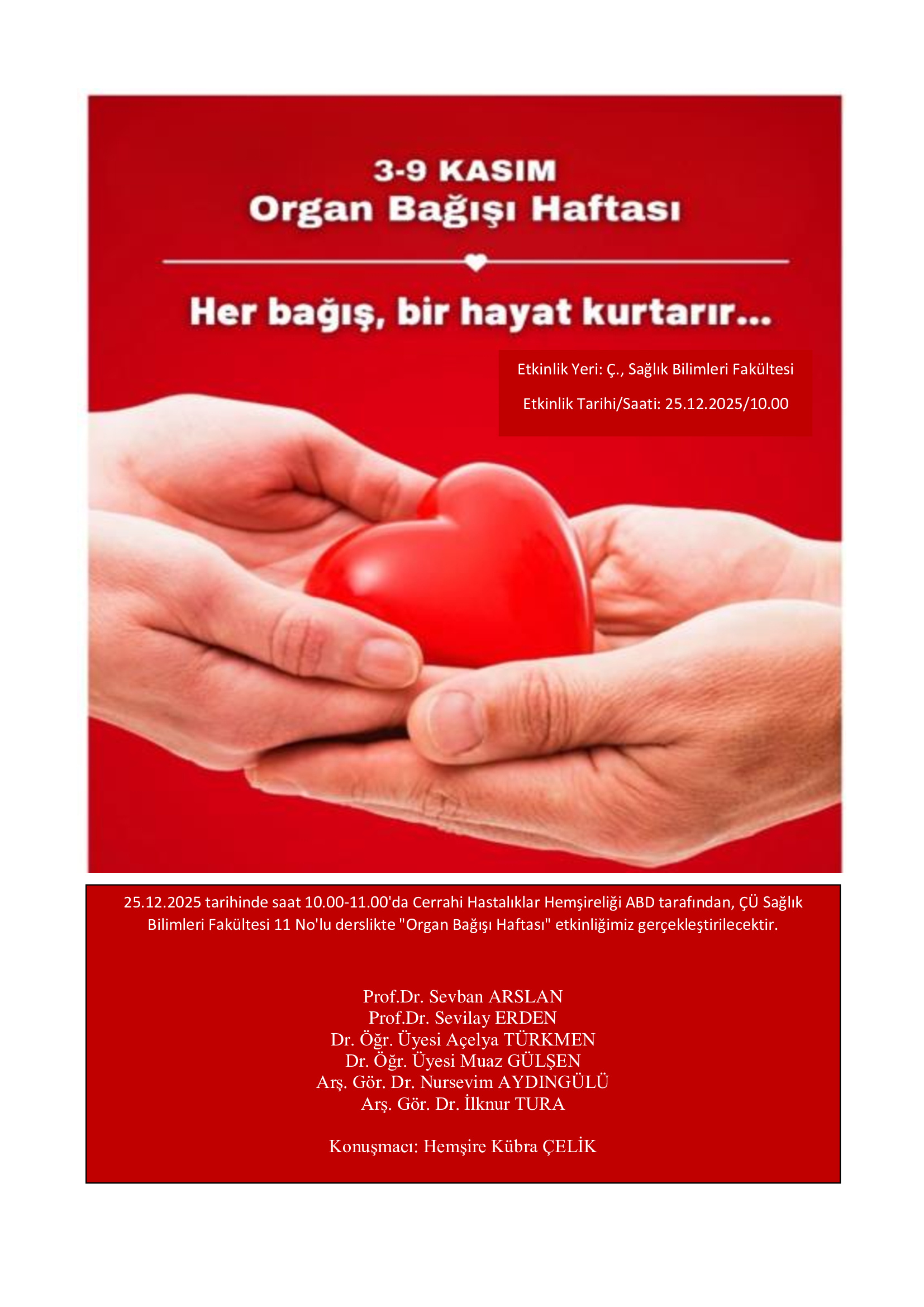 ORGAN BAĞIŞI ETKİNLİĞİ