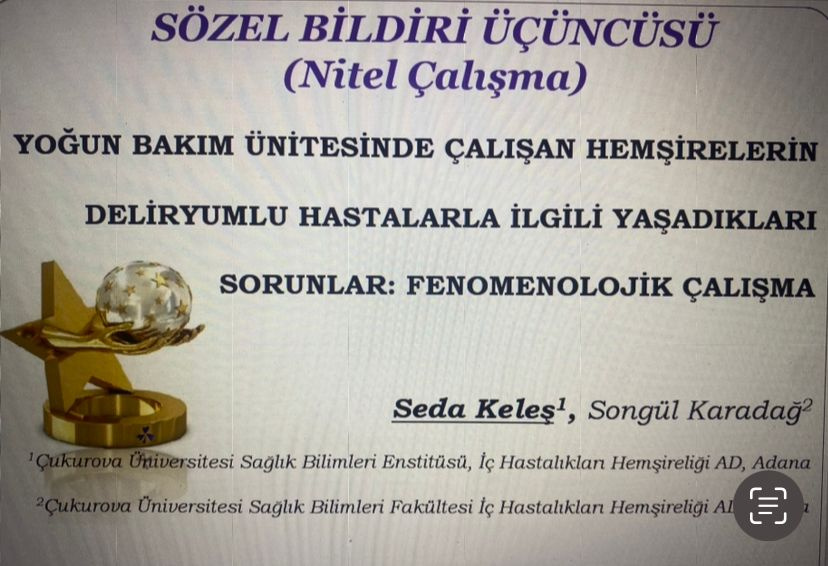 Sözel Bildiri Üçüncülük Ödülü